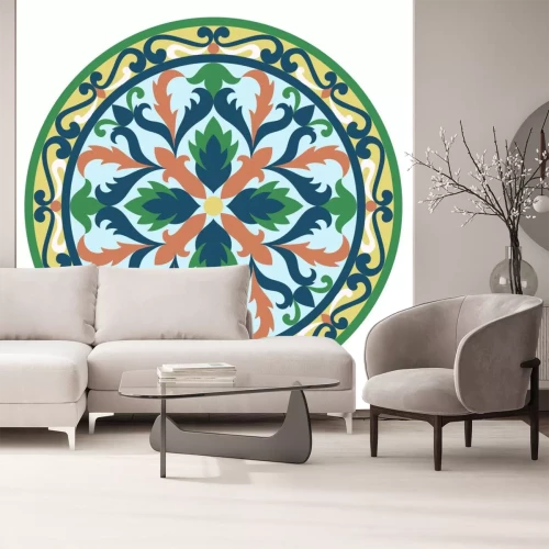 Sticker Kleurrijk rond ornament