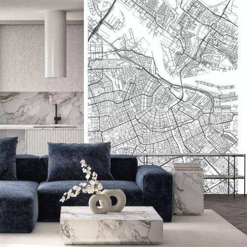 Sticker Minimalistische kaart van Amsterdam