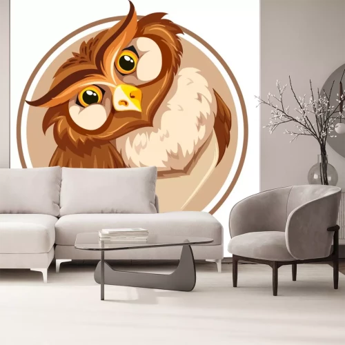 Sticker Pluizige bruine uil