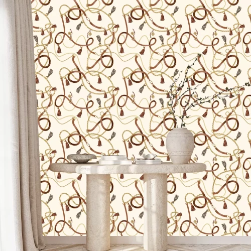 Behang Naadloos patroon met riemen, ketting en vlecht voor stoffenontwerp. Vector.