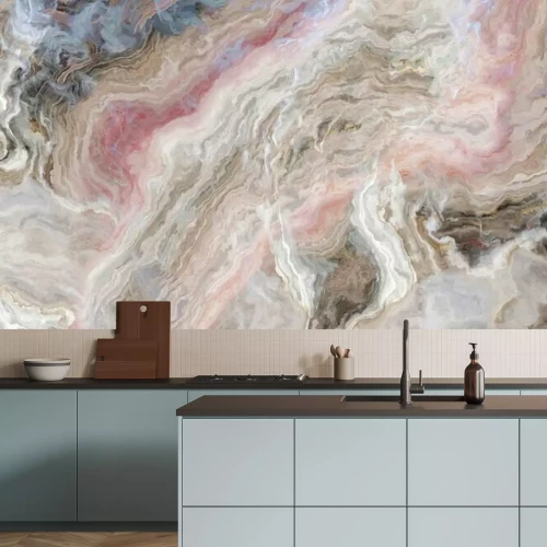 Fotobehang Beige roze abstract marmer