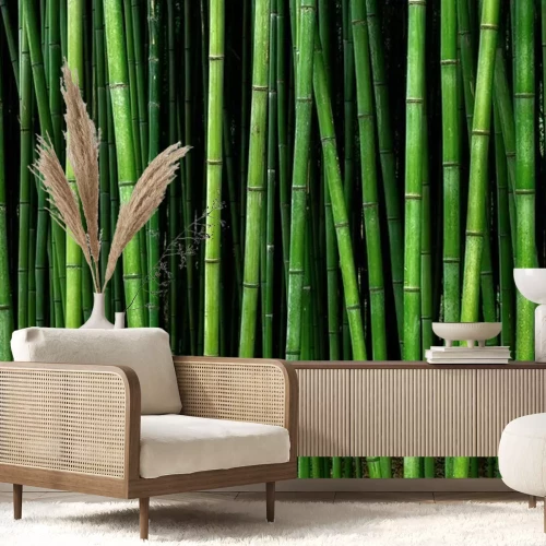 Fotobehang Achtergrond met verticale bamboestengels