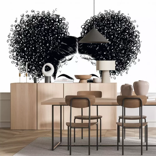 Fotobehang Het meisje met de krullende paardenstaarten