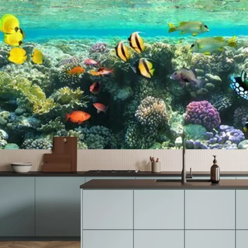 Fotobehang Koraalrif 3D panorama