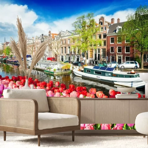 Fotobehang Tulpen in Amsterdam