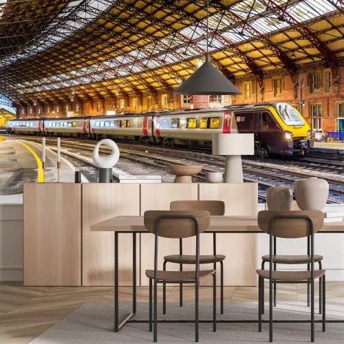 Fotobehang Moderne trein in een station