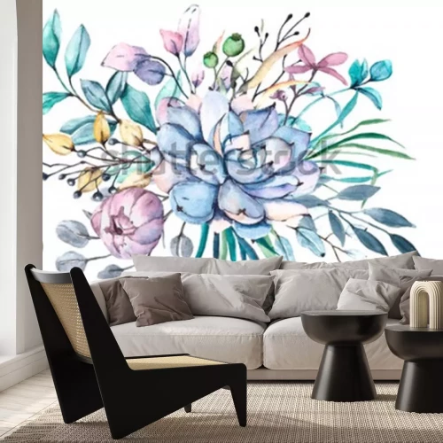 Sticker Kleine bloemen in blauw