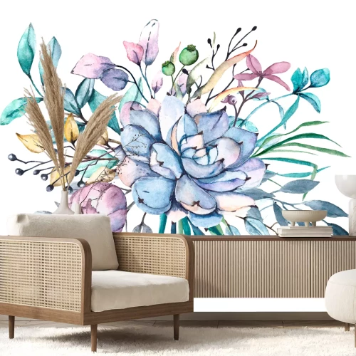 Sticker Kleine bloemen in blauw