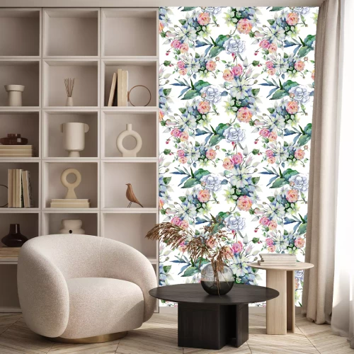 Behang Aquarel bloemenpatroon