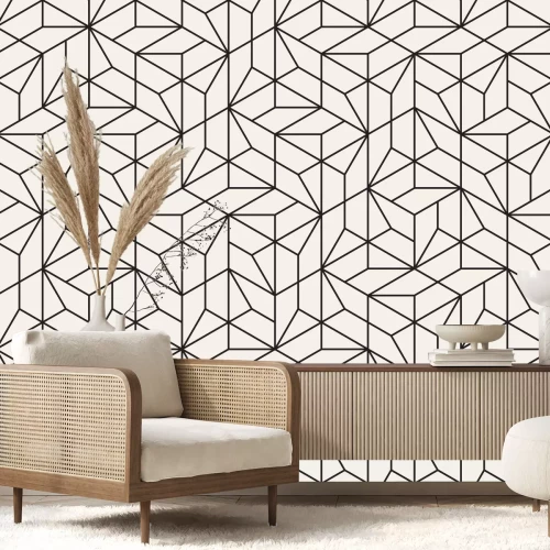 Fotobehang Geometrisch zwart-wit patroon