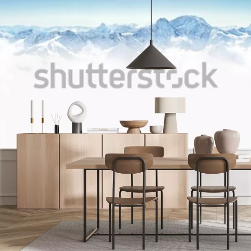 Fotobehang Panorama van bergen met sneeuw