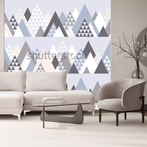 Sticker Naadloos patroon met geometrische bergen # 1