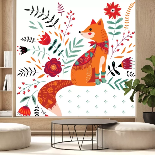 Sticker Hand getrokken vos illustratie