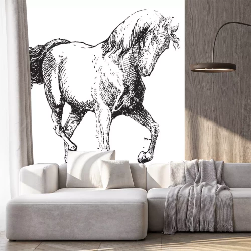 Sticker Paarden monteren met hoef omhoog gravure