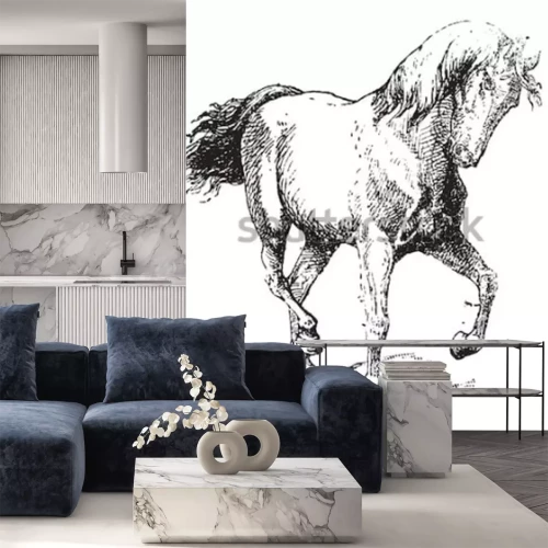 Sticker Paarden monteren met hoef omhoog gravure