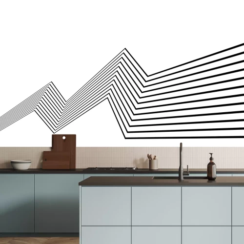 Fotobehang Zwart-wit 3D lijnen