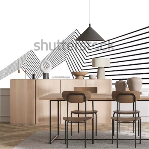 Fotobehang Zwart-wit 3D lijnen