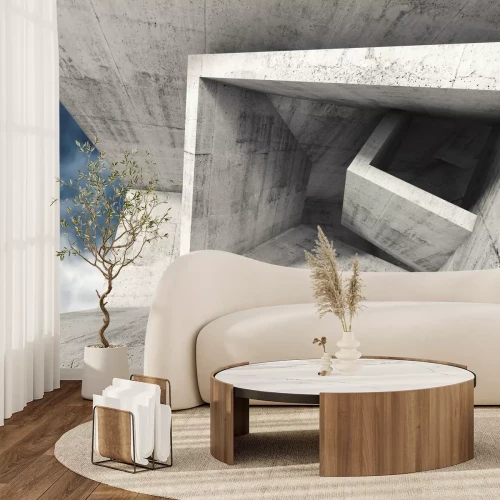 Fotobehang 3D illustratie met betonblokken