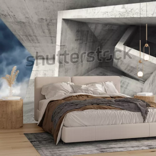 Fotobehang 3D illustratie met betonblokken