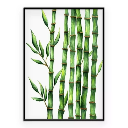 Poster Groene bamboe in aquarel