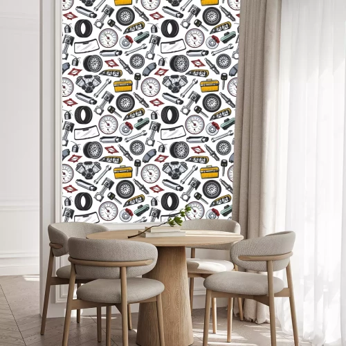 Behang Reserveonderdelen van auto en auto naadloos patroon