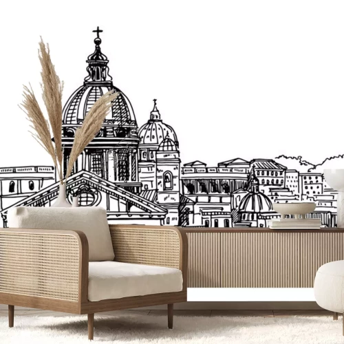 Sticker uitzicht op het historische centrum van Rome, Italië