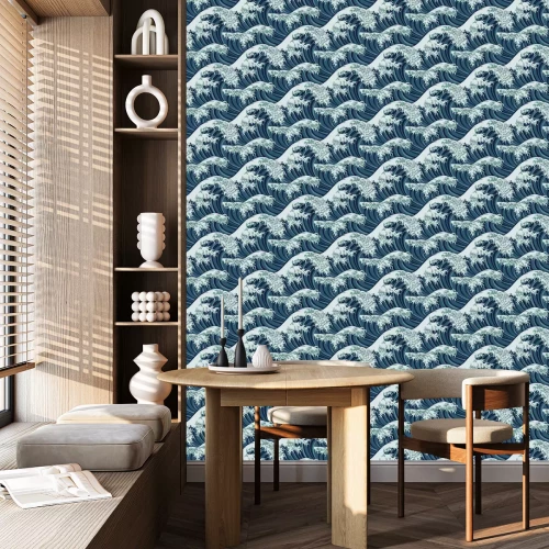 Behang Geïllustreerde oosterse traditionele Japanse golf