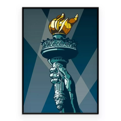 Poster De hand van het Vrijheidsbeeld met een fakkel