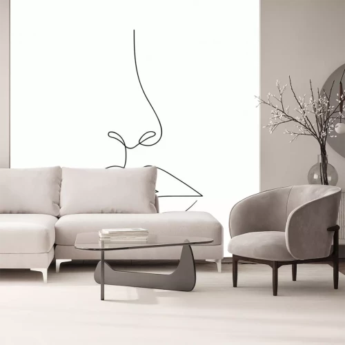 Sticker Minimalistisch gezicht in lijntekeningstijl