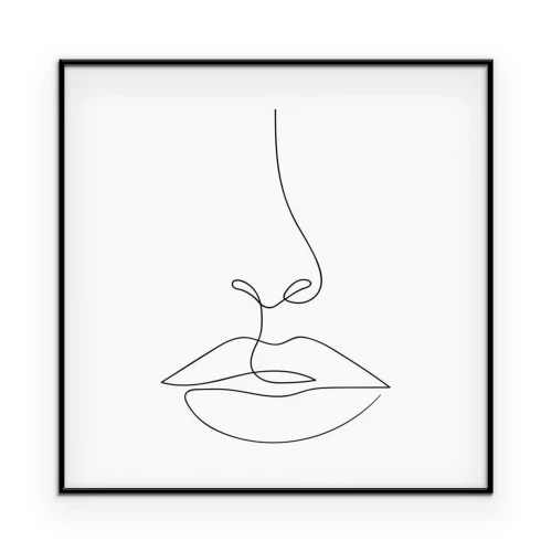 Poster Minimalistisch gezicht in lijntekeningstijl