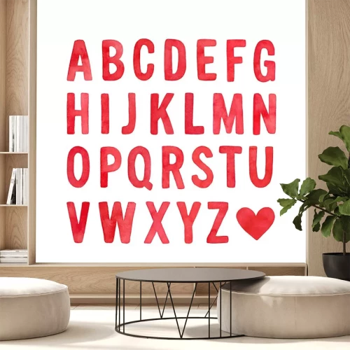 Sticker Rood alfabet eindigend met een hart
