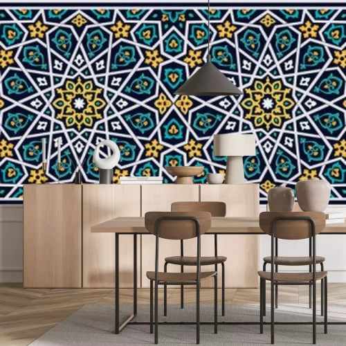 Sticker Oosterse vector sieraad, bardur. Majolica in de architectuur. Ook gebruikt als een patroon of textuur.