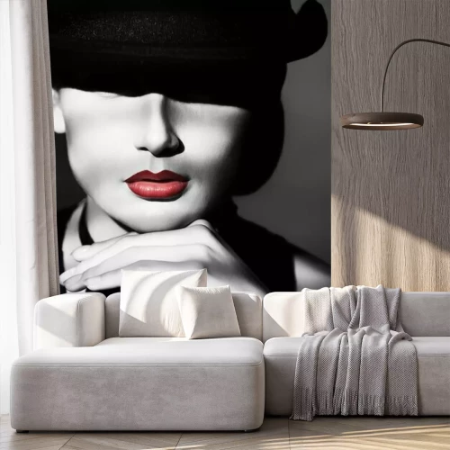 Fotobehang Vrouw met hoed