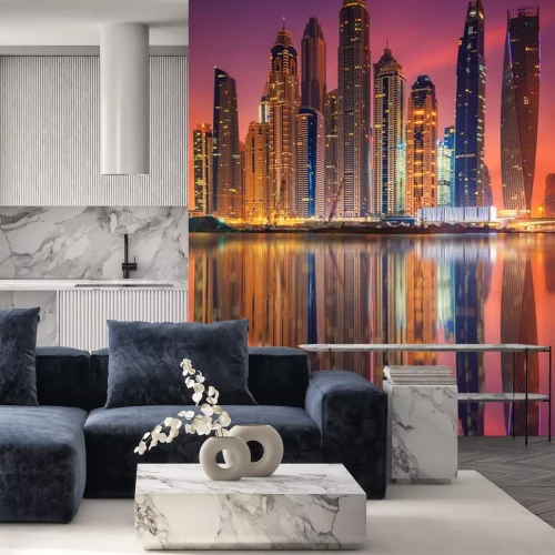 Sticker Stardpanorama Dubai 's nachts