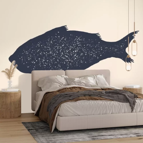 Sticker Vis, silhouet. Vintage logo, retro print, poster