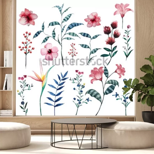 Sticker Veldbloemen op een kleurrijke afbeelding