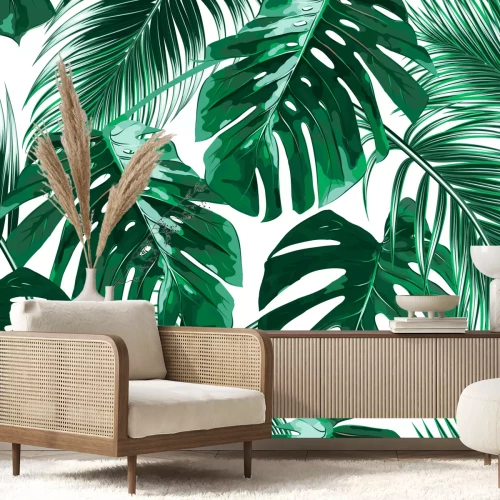 Sticker Tropische bladeren op witte achtergrond