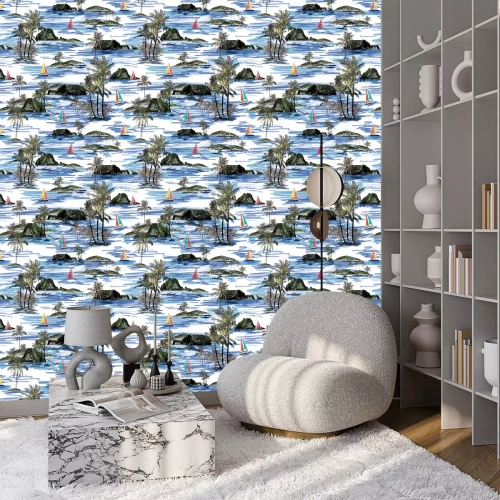 Behang Zomers waterlandschap