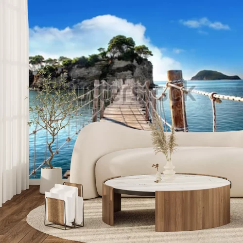 Fotobehang Brug op een exotisch eiland