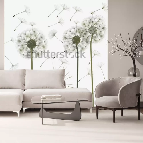 Fotobehang Paardenbloemen in retrostijl