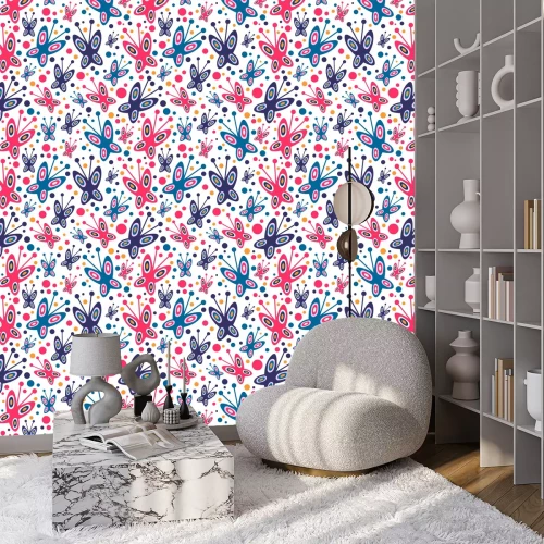 Behang Driekleurige vlinders