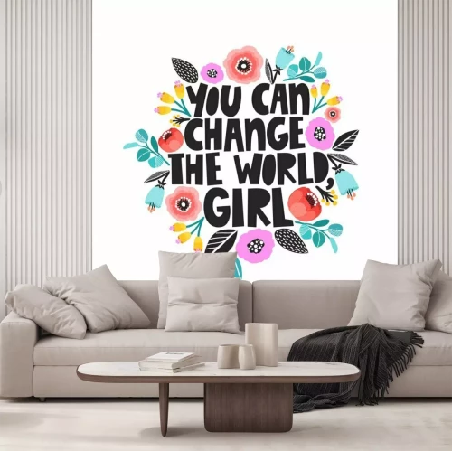 Sticker Een motiverende slogan geschreven in floristische afbeeldingen