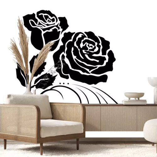 Sticker Bloemen op een zwart-witte afbeelding