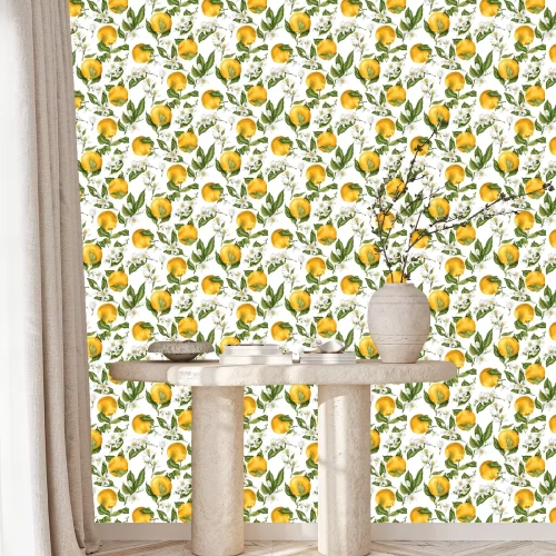 Behang Oranjebloesem en fruit