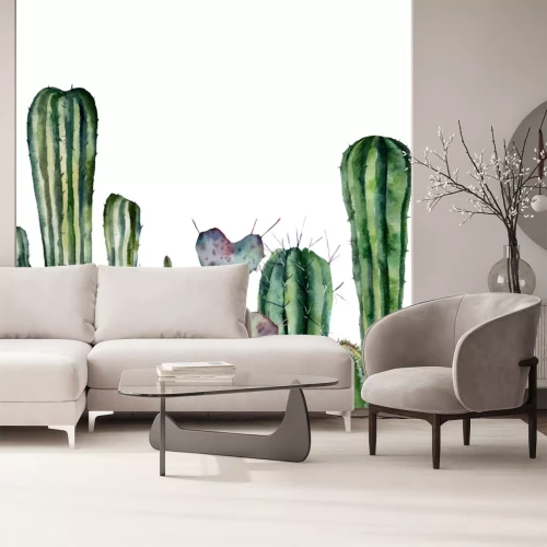 Sticker Aquarelcactussen op een witte achtergrond