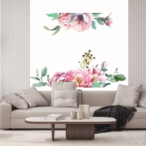 Fotobehang Aquarel pioenrozenlijst