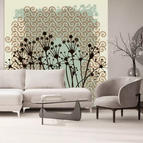 Sticker Vintage bloemen op een abstracte illustratie