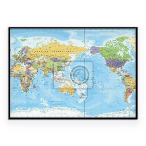 Poster Politieke wereldkaart in kleur