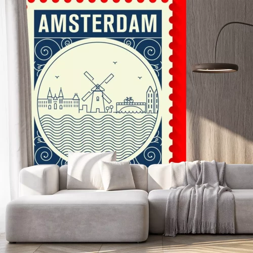 Sticker Amsterdam City Line stijl postzegelontwerp