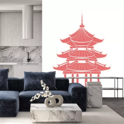 Sticker Chinese Tempel met geïsoleerde de Sticker van de Pagodereis